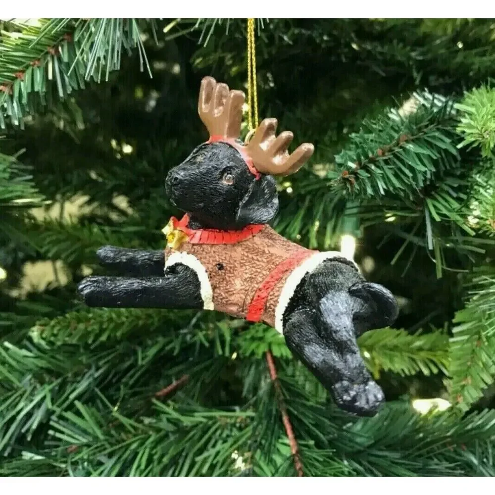 Black Labrador Dog Christmas Sweater Antlers‎ Christmas Tree Ornament-NWT - Picture 5 of 5